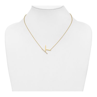 14K Yellow Gold 1/7 ct tw Diamond Initial K Necklace – view 5