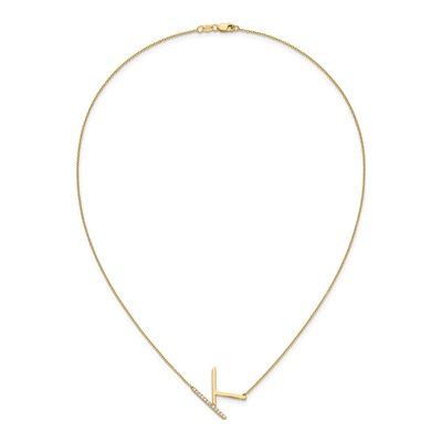 14K Yellow Gold 1/7 ct tw Diamond Initial K Necklace – view 6