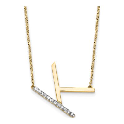 14K Yellow Gold 1/7 ct tw Diamond Initial K Necklace