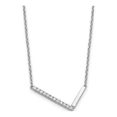14K White Gold 1/7 ct tw Diamond Initial L Necklace