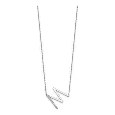 14K White Gold 1/7 ct tw Diamond Initial M Necklace – view 3