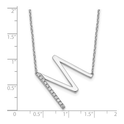 14K White Gold 1/7 ct tw Diamond Initial M Necklace – view 4