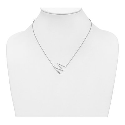 14K White Gold 1/7 ct tw Diamond Initial M Necklace – view 5