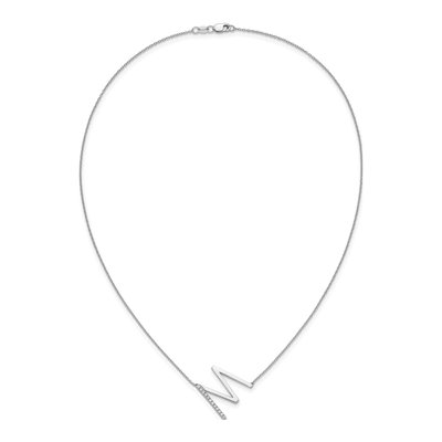 14K White Gold 1/7 ct tw Diamond Initial M Necklace – view 6