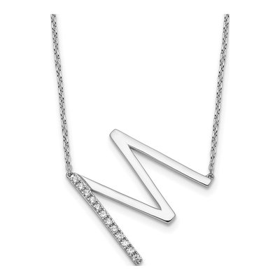 14K White Gold 1/7 ct tw Diamond Initial M Necklace