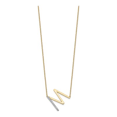 14K Yellow Gold 1/7 ct tw Diamond Initial M Necklace – view 3