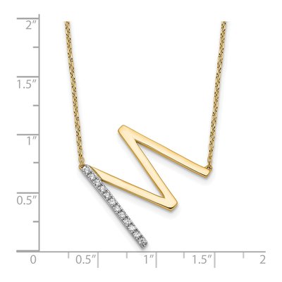 14K Yellow Gold 1/7 ct tw Diamond Initial M Necklace – view 4