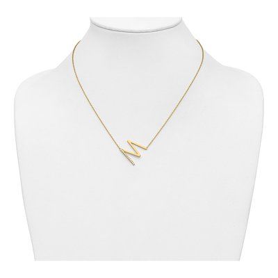 14K Yellow Gold 1/7 ct tw Diamond Initial M Necklace – view 5