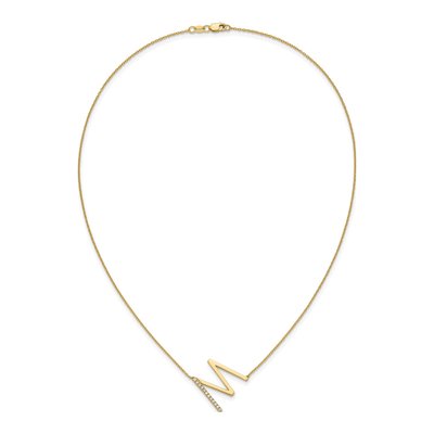 14K Yellow Gold 1/7 ct tw Diamond Initial M Necklace – view 6