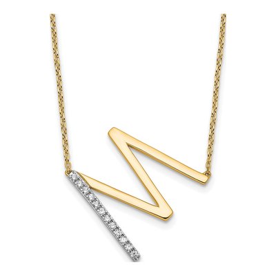 14K Yellow Gold 1/7 ct tw Diamond Initial M Necklace