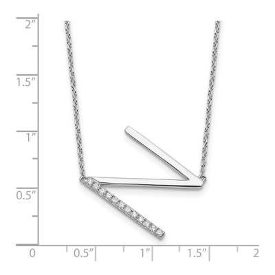14K White Gold 1/7 ct tw Diamond Initial N Necklace – view 4