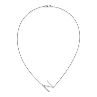 14K White Gold 1/7 ct tw Diamond Initial N Necklace – view 6