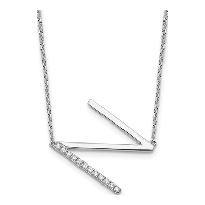14K White Gold 1/7 ct tw Diamond Initial N Necklace