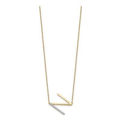 14K Yellow Gold 1/7 ct tw Diamond Initial N Necklace – view 2