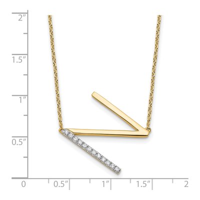 14K Yellow Gold 1/7 ct tw Diamond Initial N Necklace – view 3