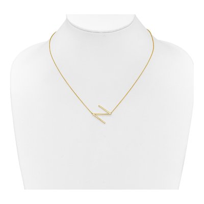 14K Yellow Gold 1/7 ct tw Diamond Initial N Necklace – view 4