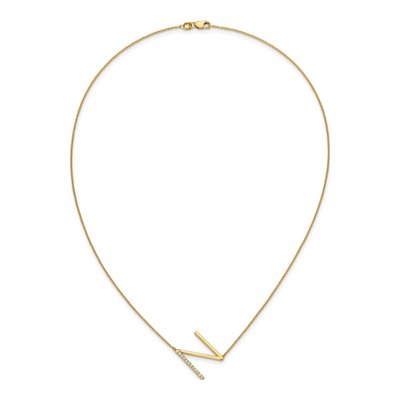 14K Yellow Gold 1/7 ct tw Diamond Initial N Necklace – view 5