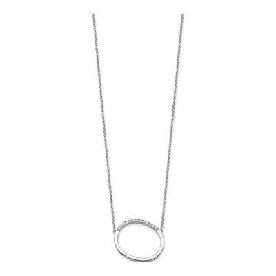 14K White Gold 1/7 ct tw Diamond Initial O Necklace – view 3