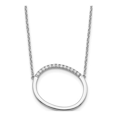 14K White Gold 1/7 ct tw Diamond Initial O Necklace