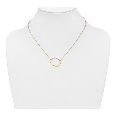 14K Yellow Gold 1/7 ct tw Diamond Initial O Necklace – view 4