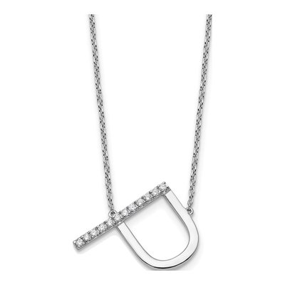 14K White Gold 1/7 ct tw Diamond Initial P Necklace