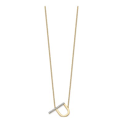 14K Yellow Gold 1/7 ct tw Diamond Initial P Necklace – view 2