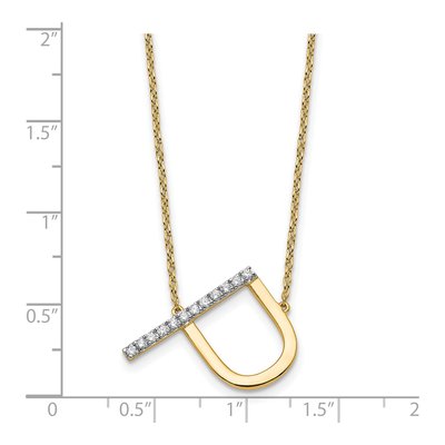 14K Yellow Gold 1/7 ct tw Diamond Initial P Necklace – view 3