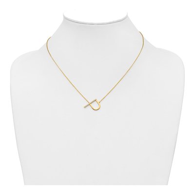 14K Yellow Gold 1/7 ct tw Diamond Initial P Necklace – view 4
