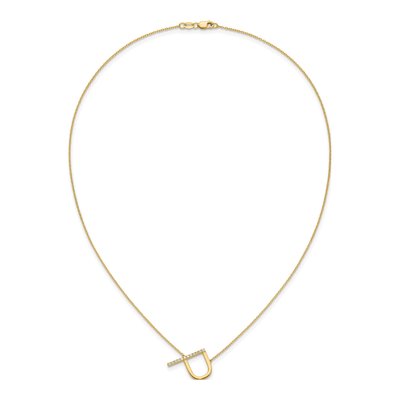 14K Yellow Gold 1/7 ct tw Diamond Initial P Necklace – view 5
