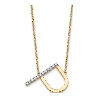 14K Yellow Gold 1/7 ct tw Diamond Initial P Necklace
