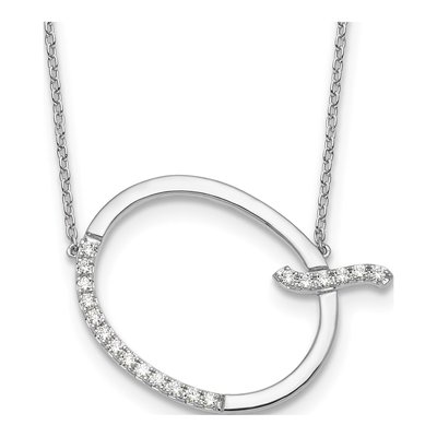 14K White Gold 0.23 ct tw Diamond Initial Q Necklace