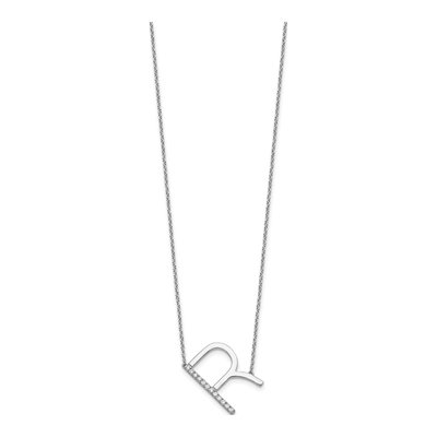 14K White Gold 1/7 ct tw Diamond Initial R Necklace – view 3