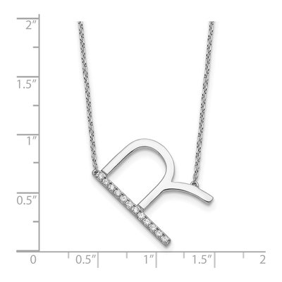 14K White Gold 1/7 ct tw Diamond Initial R Necklace – view 4