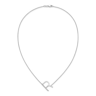 14K White Gold 1/7 ct tw Diamond Initial R Necklace – view 6