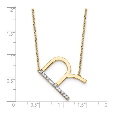 14K Yellow Gold 1/7 ct tw Diamond Initial R Necklace – view 3