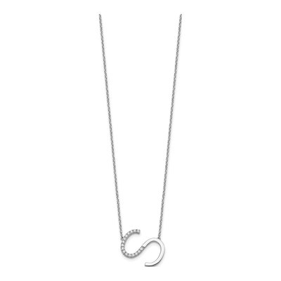 14K White Gold 1/5 ct tw Diamond Initial S Necklace – view 3
