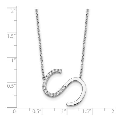 14K White Gold 1/5 ct tw Diamond Initial S Necklace – view 4