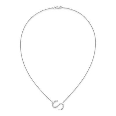 14K White Gold 1/5 ct tw Diamond Initial S Necklace – view 6