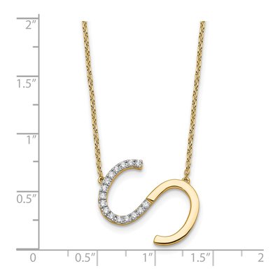 14K Yellow Gold 1/5 ct tw Diamond Initial S Necklace – view 3