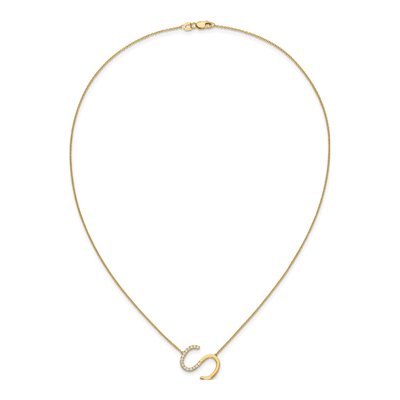 14K Yellow Gold 1/5 ct tw Diamond Initial S Necklace – view 5