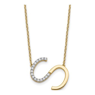 14K Yellow Gold 1/5 ct tw Diamond Initial S Necklace
