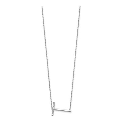 14K White Gold 1/10 ct tw Diamond Initial T Necklace – view 3