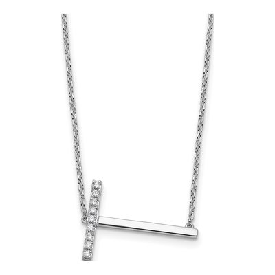 14K White Gold 1/10 ct tw Diamond Initial T Necklace