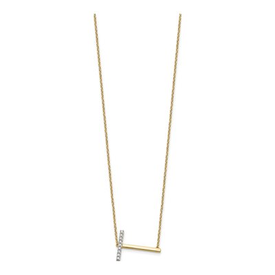 14K Yellow Gold 1/10 ct tw Diamond Initial T Necklace – view 2