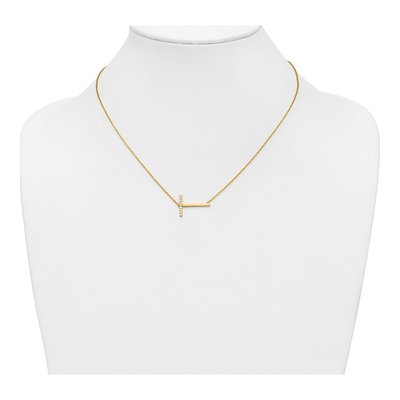 14K Yellow Gold 1/10 ct tw Diamond Initial T Necklace – view 4