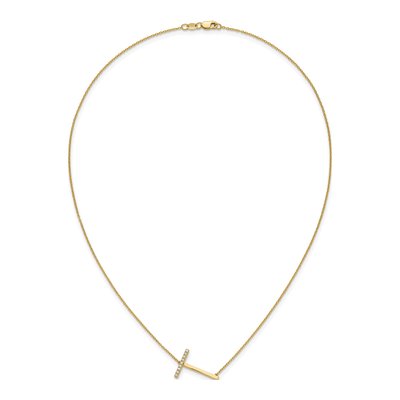 14K Yellow Gold 1/10 ct tw Diamond Initial T Necklace – view 5