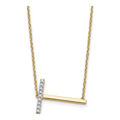 14K Yellow Gold 1/10 ct tw Diamond Initial T Necklace