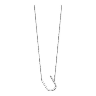 14K White Gold 1/8 ct tw Diamond Initial U Necklace – view 3