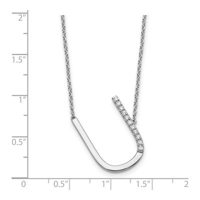 14K White Gold 1/8 ct tw Diamond Initial U Necklace – view 4