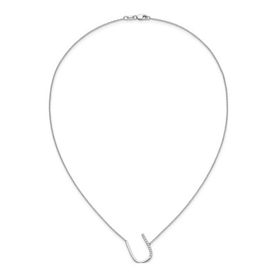 14K White Gold 1/8 ct tw Diamond Initial U Necklace – view 6